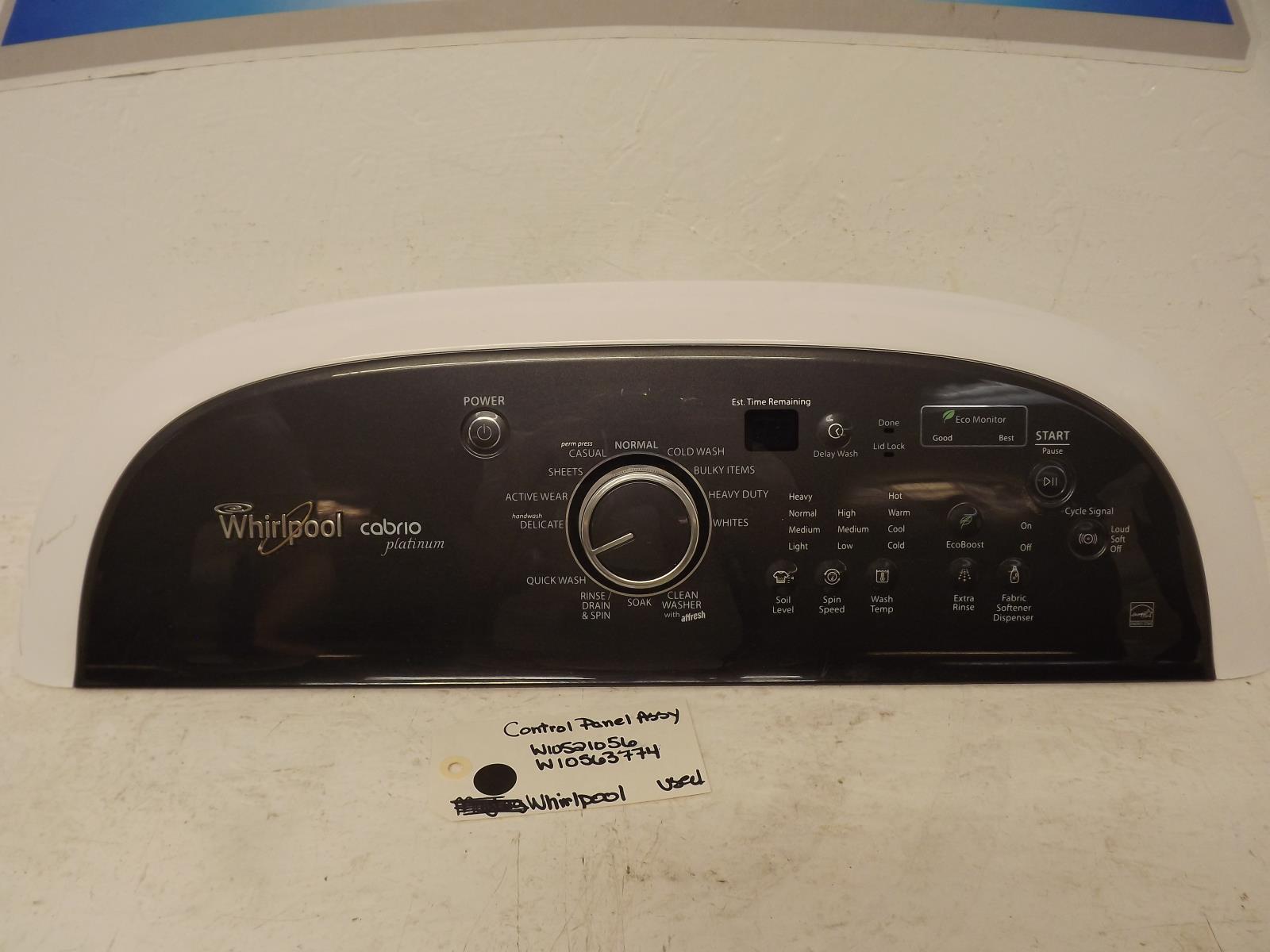 Whirlpool Washer W10521056 W10563774 Control Panel Assy Used Whirlpool Washer W10521056 W10563774 Control Panel Assy Used